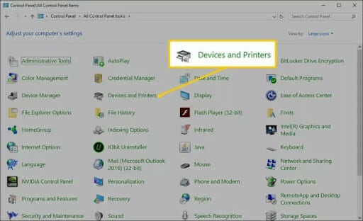 Devices and Printers Phone Settings