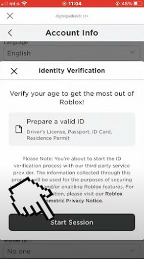Roblox Start Verification iPhone