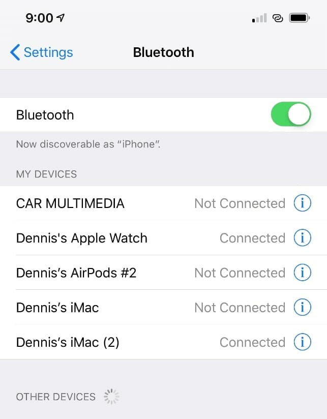 Swipe the Bluetooth option